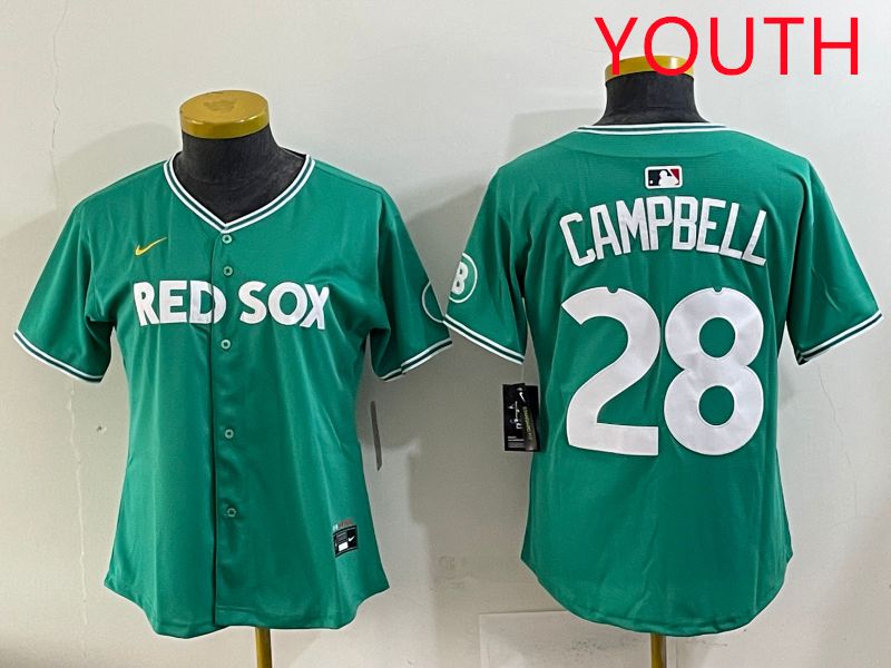 Youth 2025 Boston Red Sox #28 Campbell Dark Green Joint Name Nike MLB Jersey style 1